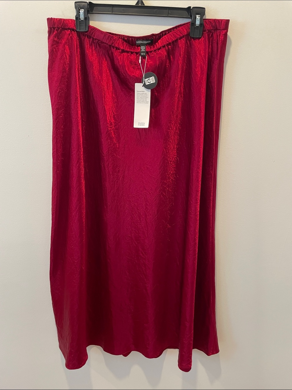 EILEEN FISHER Textured Satin Ruby Midi Skirt Size XL, NWT - Picture 2 of 8